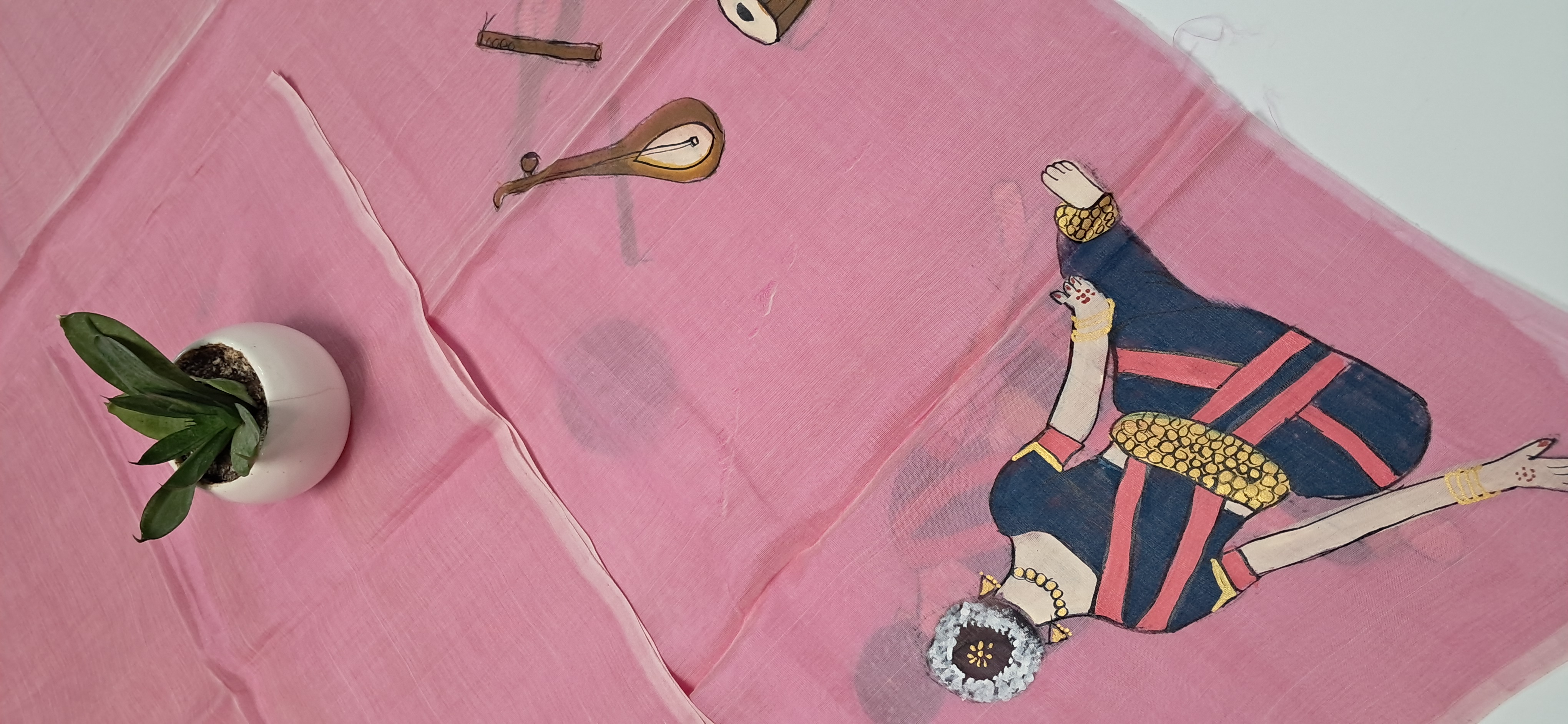 Hand Woven Hand Painted Silk (Pattu) Duppats