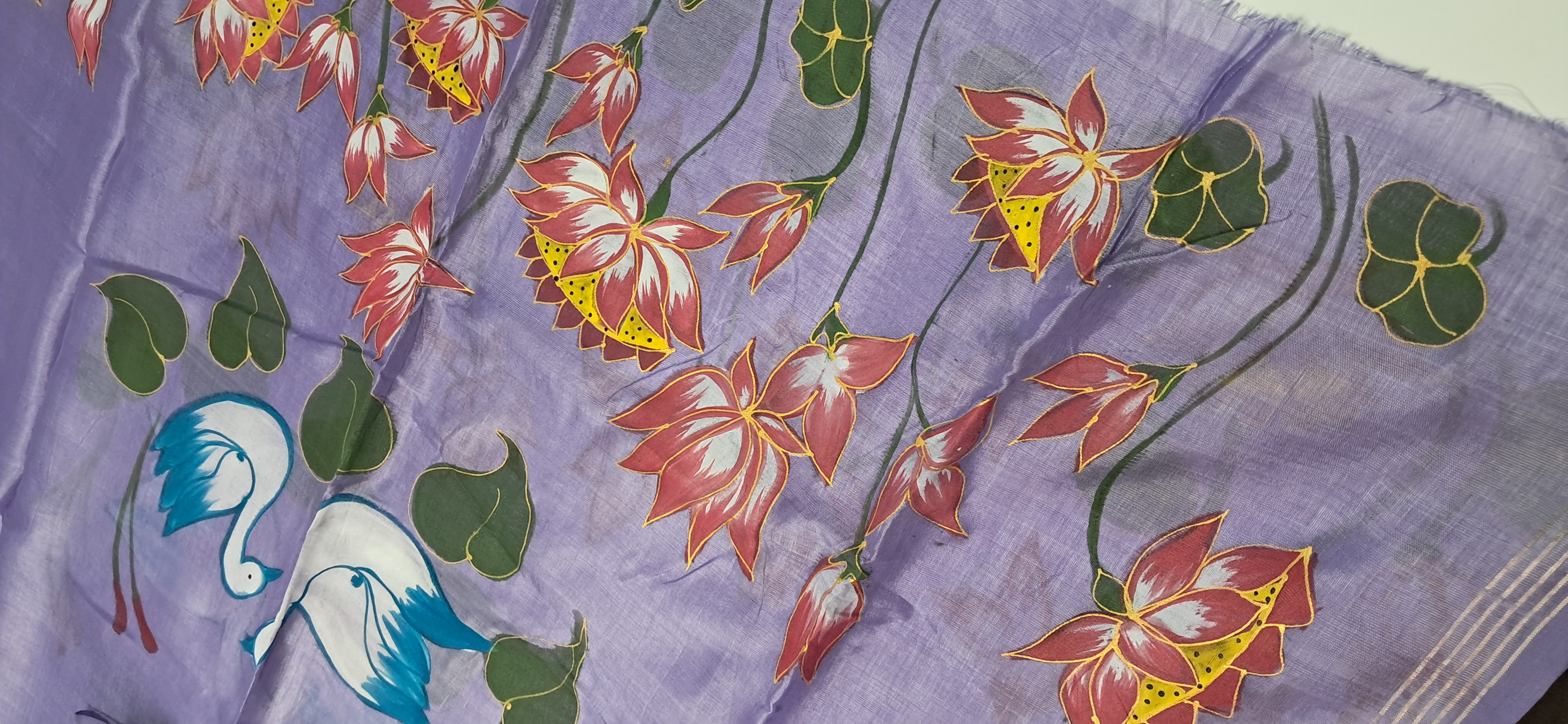 Hand Woven Hand Painted Silk (Pattu) Duppata