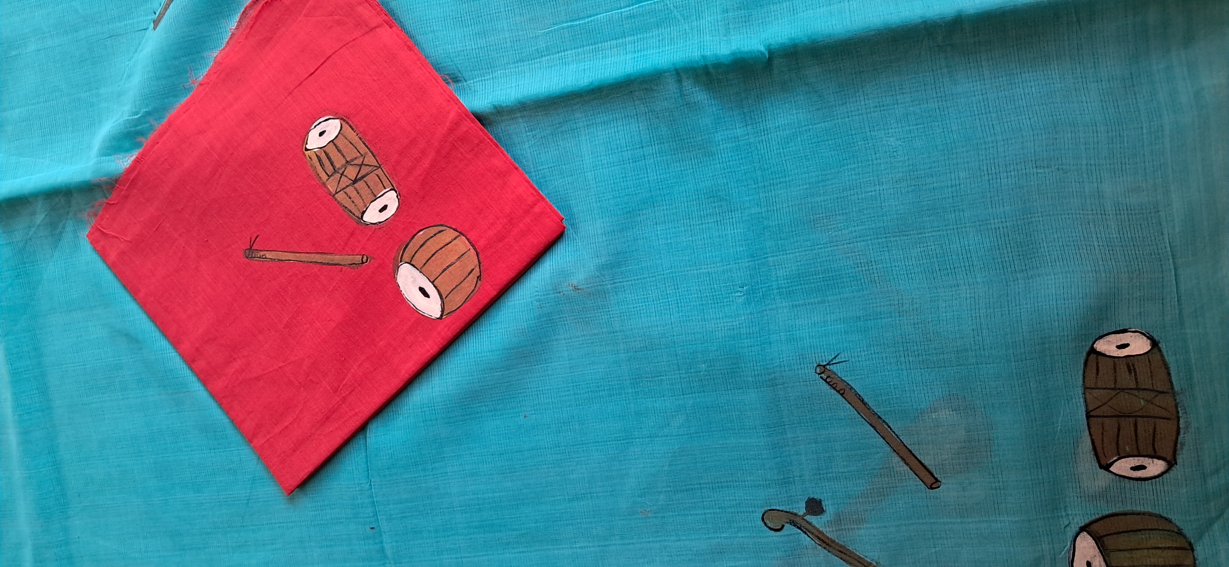 Hand Woven Hand Painted Cotton Saree with Blouse