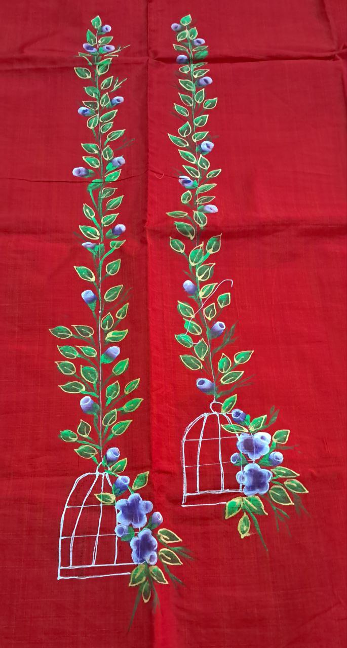 Hand Painted  Floral Kurti (Top ) Material