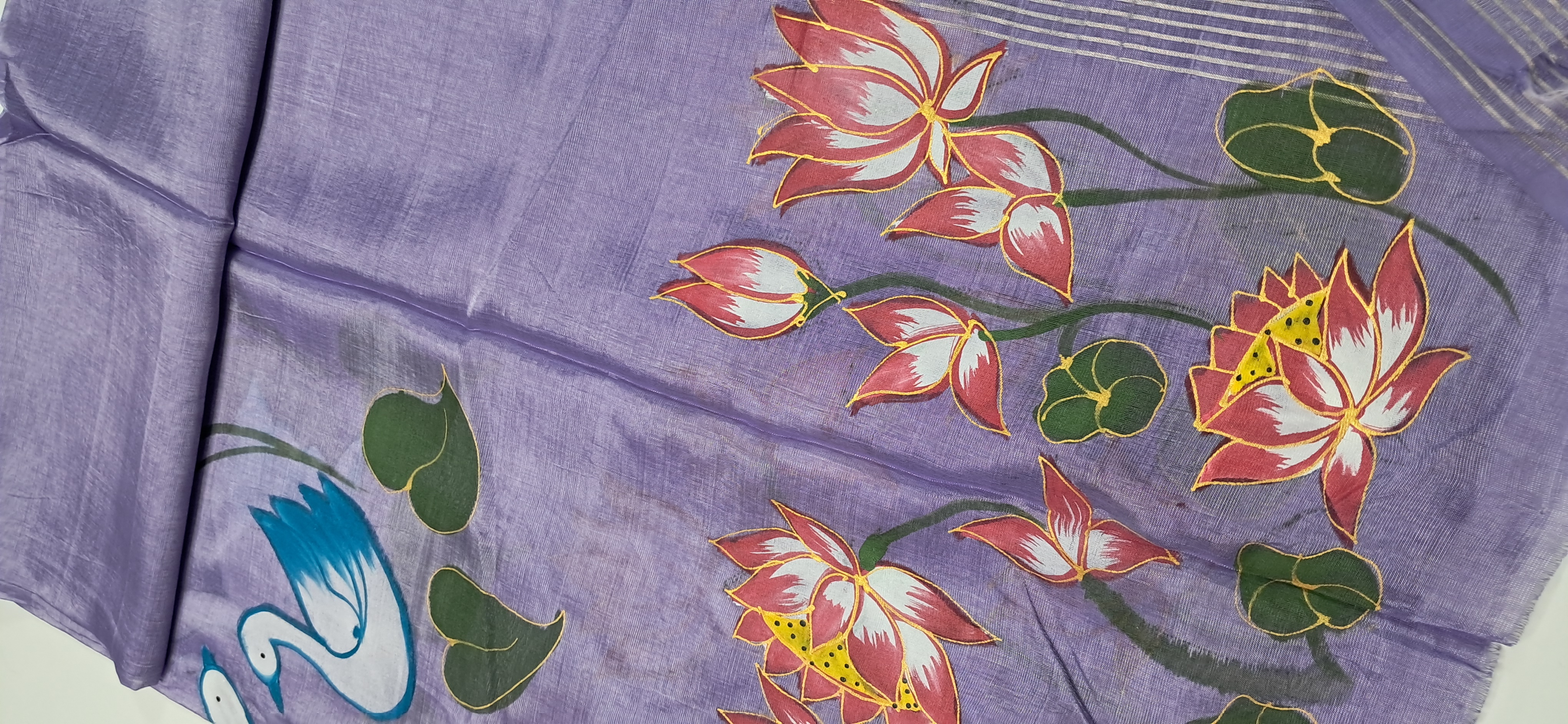 Hand Woven Hand Painted Silk (Pattu) Duppata