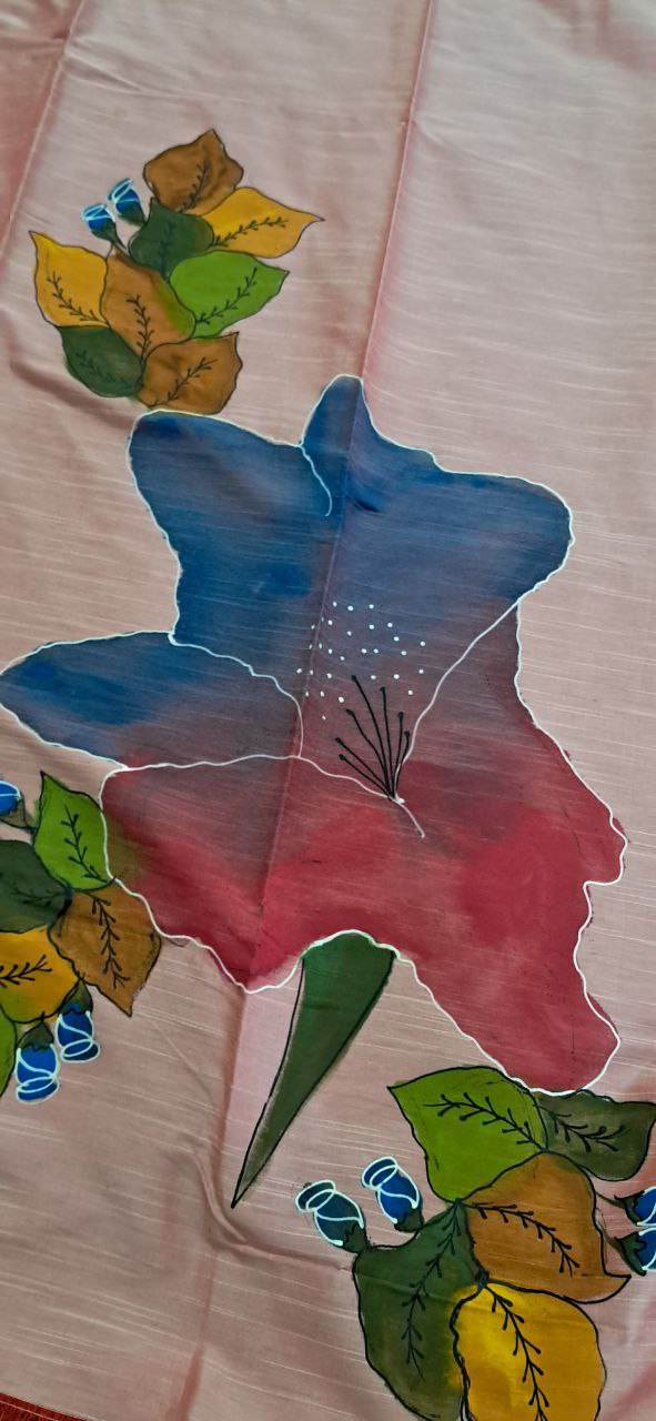 Hand Painted  Floral Kurti (Top ) Material