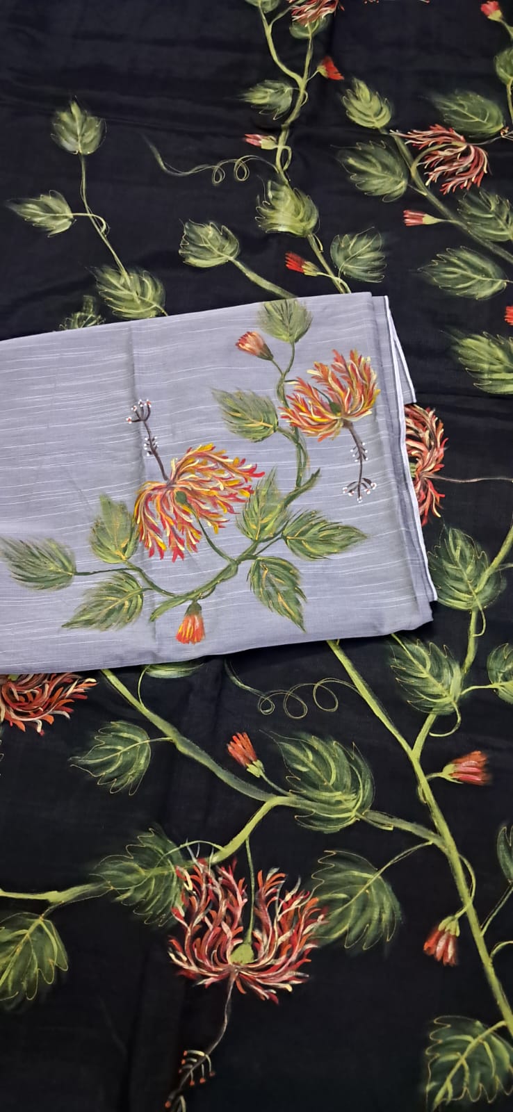 Hand Woven Hand Painted Silk (Pattu) Saree with Blouse