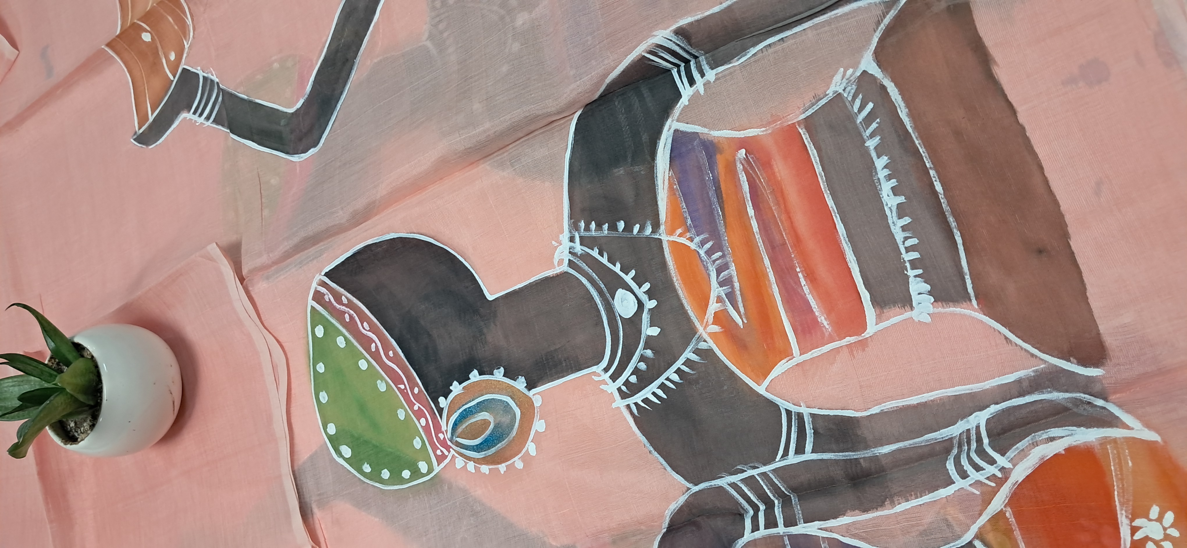 Hand Woven Hand Painted Silk (Pattu) Duppata