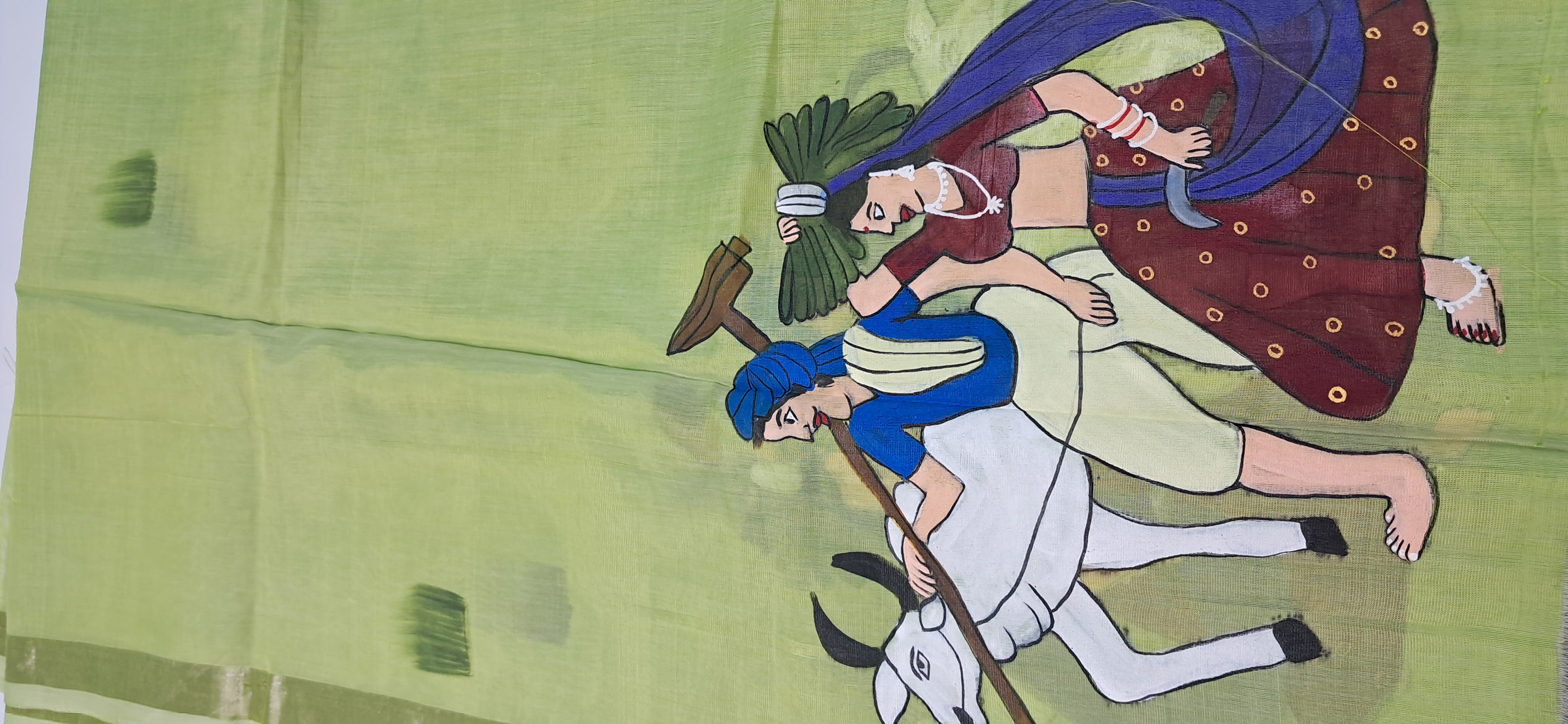 Hand Woven Hand Painted Silk (Pattu) Duppata