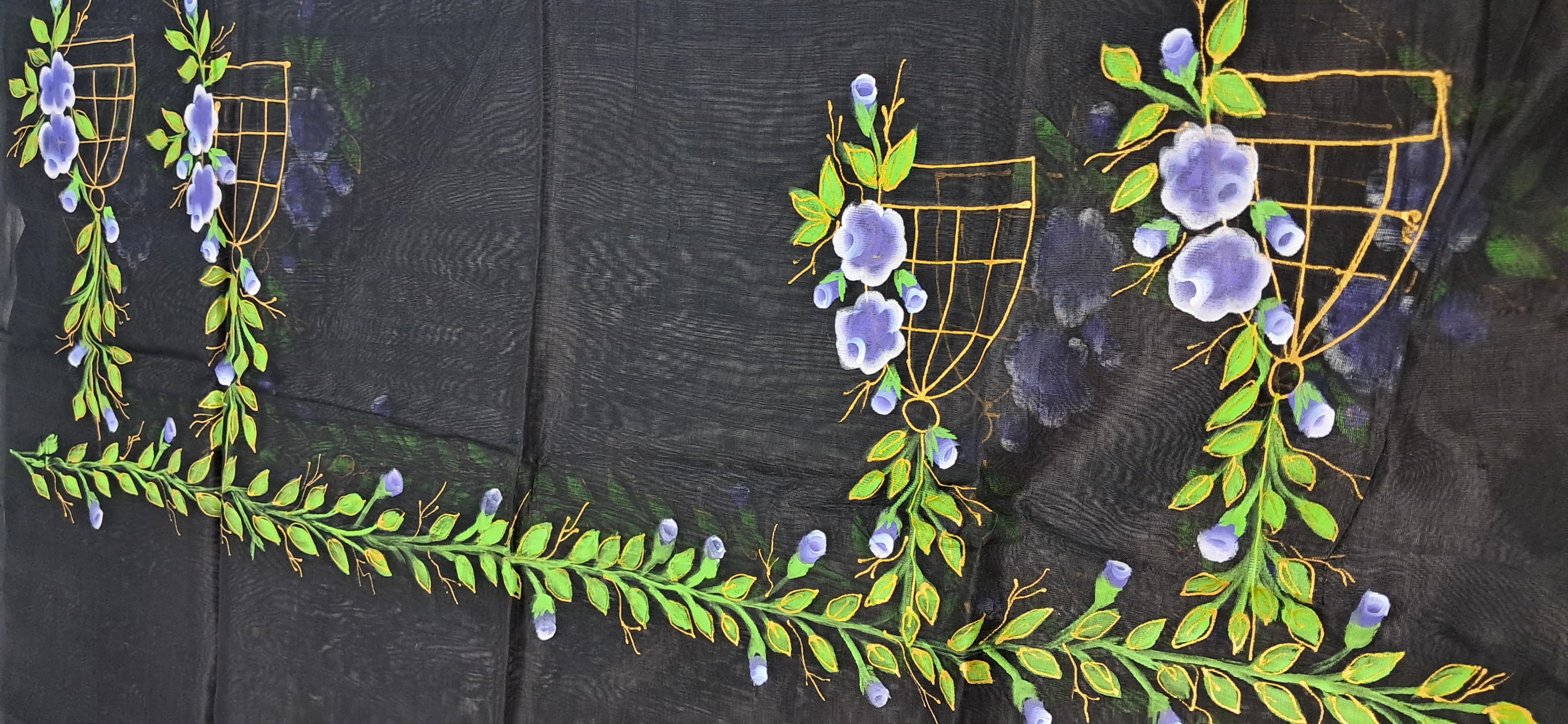 Hand Woven Hand Painted Silk (Pattu) Duppata