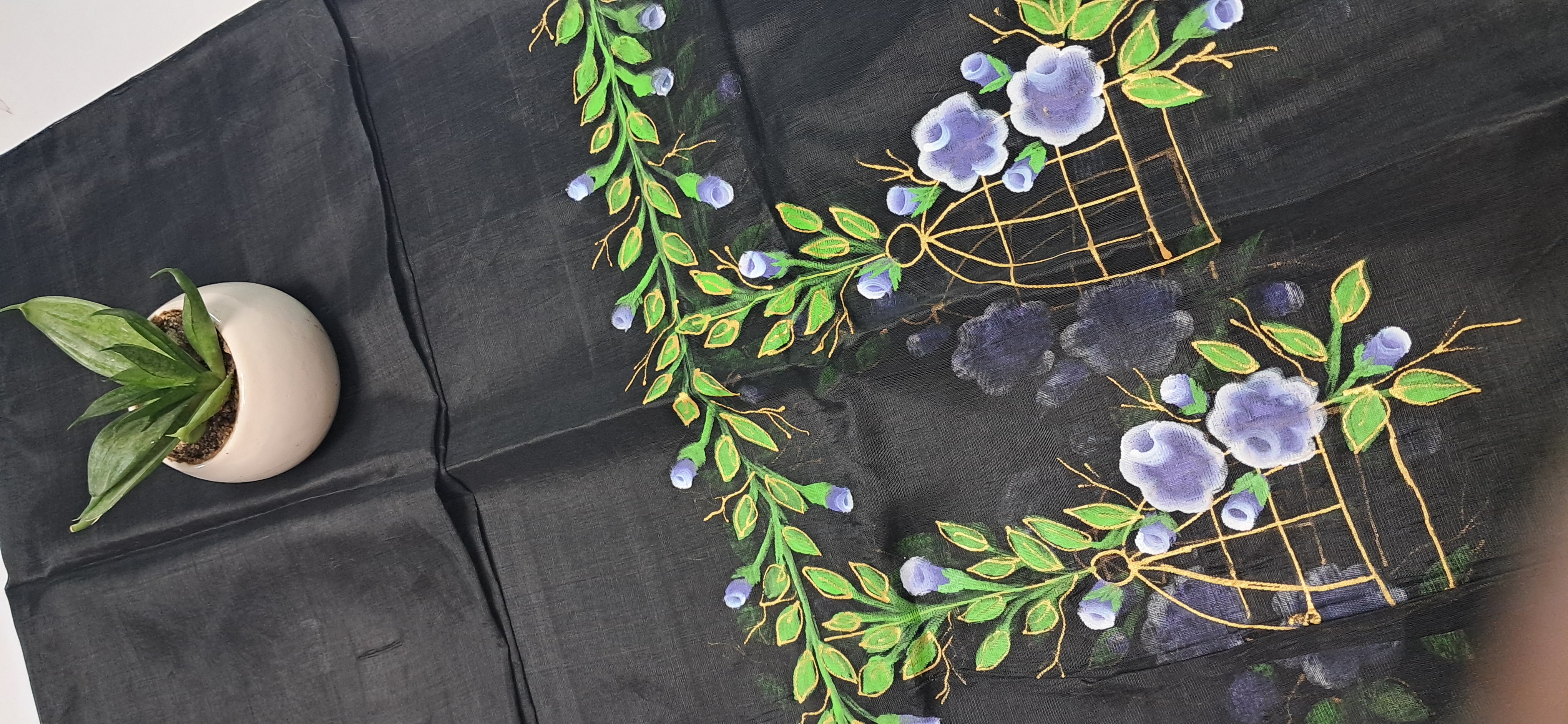 Hand Woven Hand Painted Silk (Pattu) Duppata