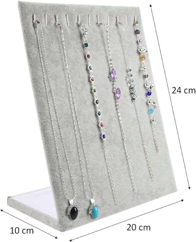 Grey Color Velvet Pendant Long Chain Display 