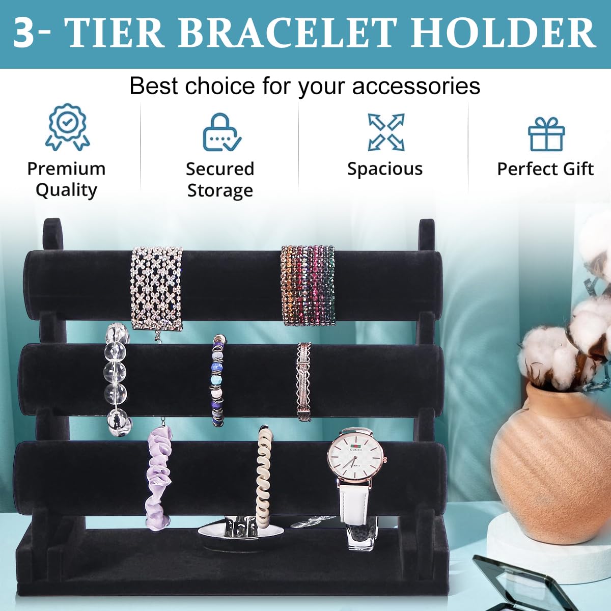 Black Velvet Jewelry Display Stand