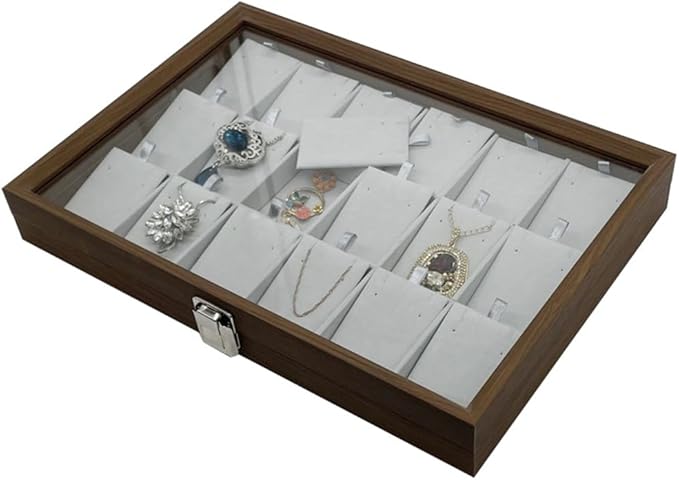 Wooden Glass-Top Jewelry Display Case