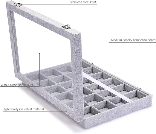 Jewelry 24 Grid With Glass Cover