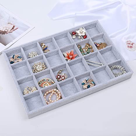 24 Grid Velvet Jewellery tray 
