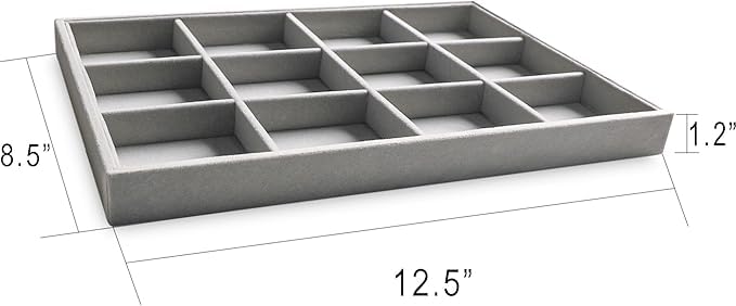 12 Grid Velvet Tray Jewellery Drawer Stackable ( 2 in 1 Tray)