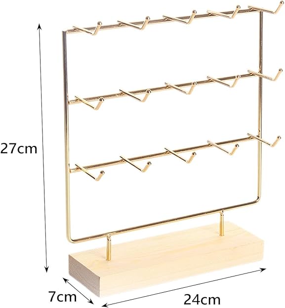 Metal-Bamboo Multi-Tier Jewelry Display Stand 