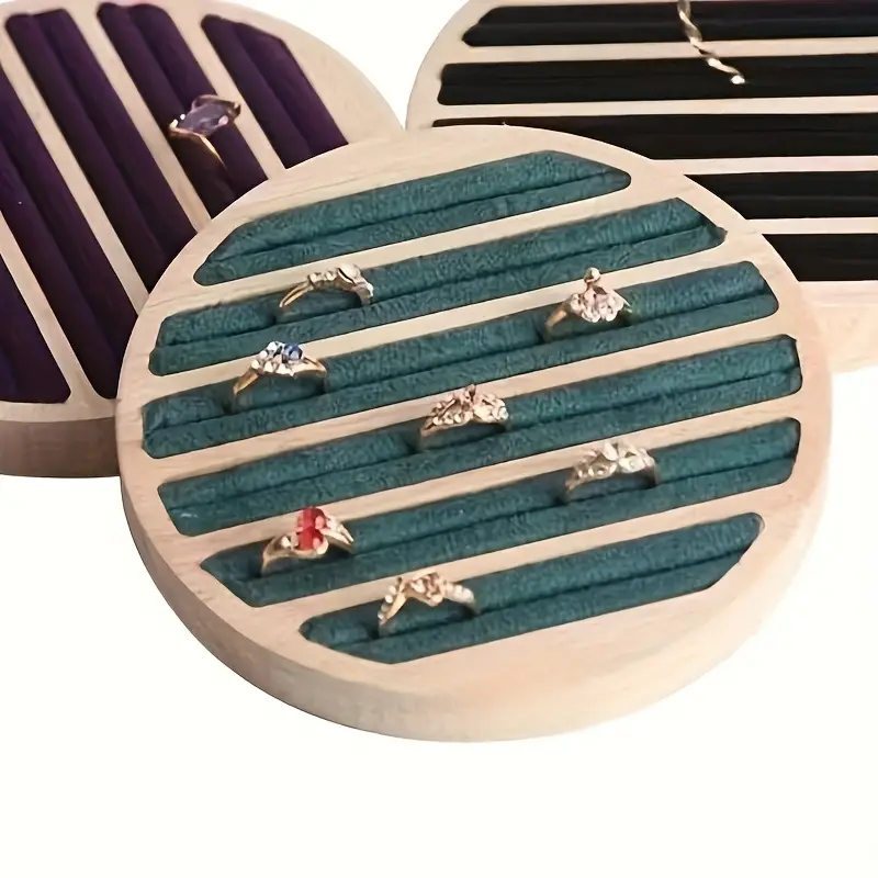 Bamboo Wood Ring Earrings Display Trays 
