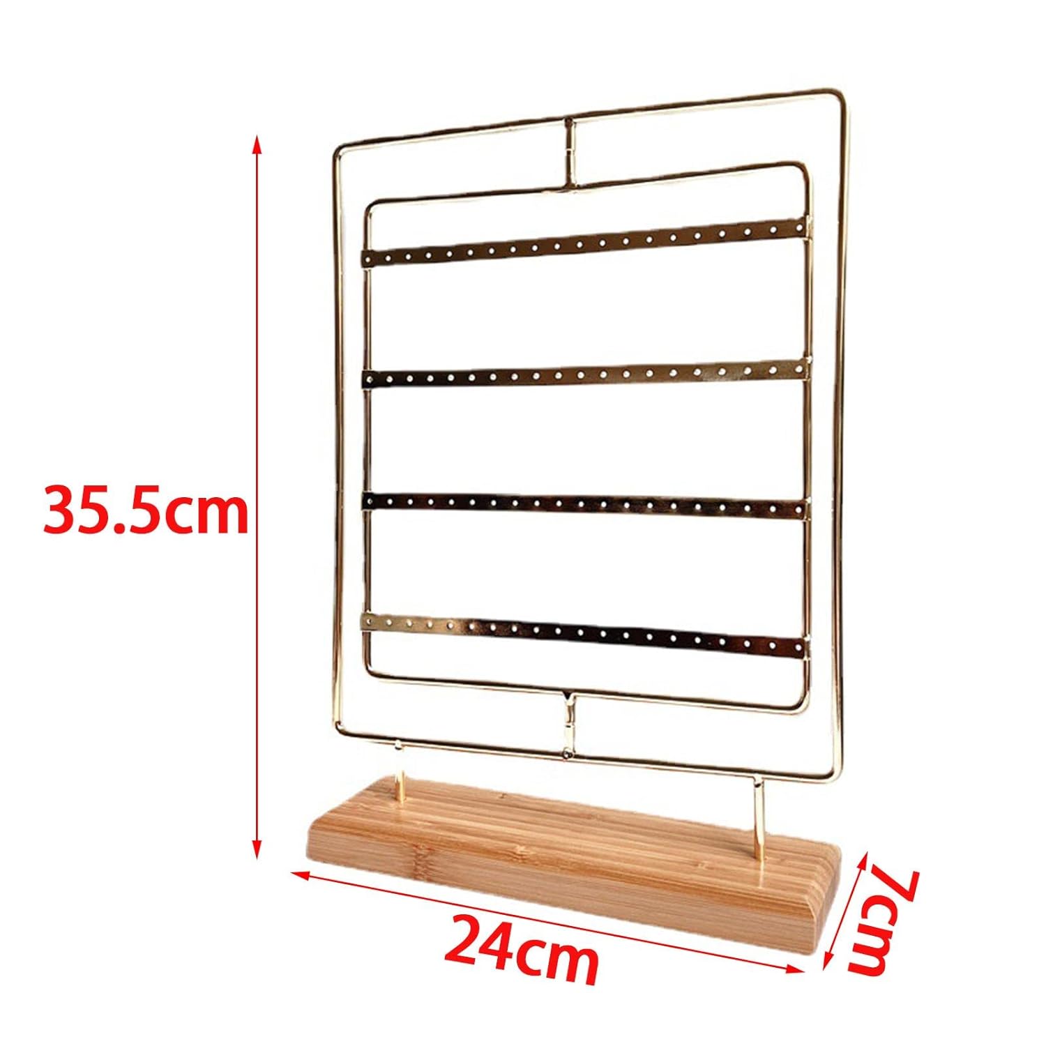 Earring Display Stand Wooden Base Chrome Metal Finished