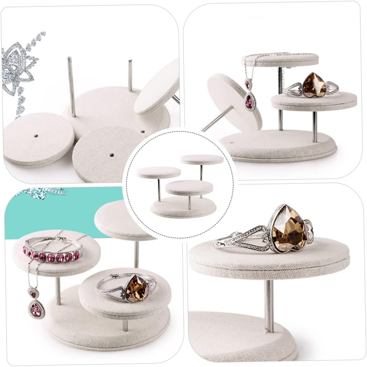 Gray Velvet Jewelry Display Stand
