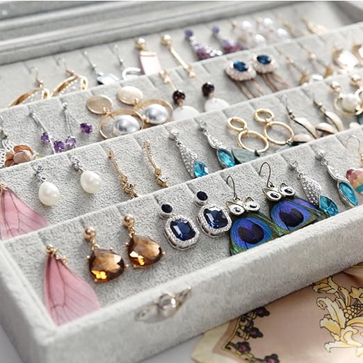 Jewelry Earring Tray With Glass Cover
