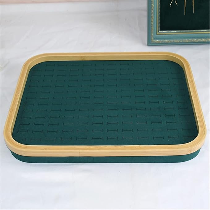 Bamboo Wood Hundred Ring Box Dustproof Jewelry Box Counter Display Ring / Earrings Tray 
