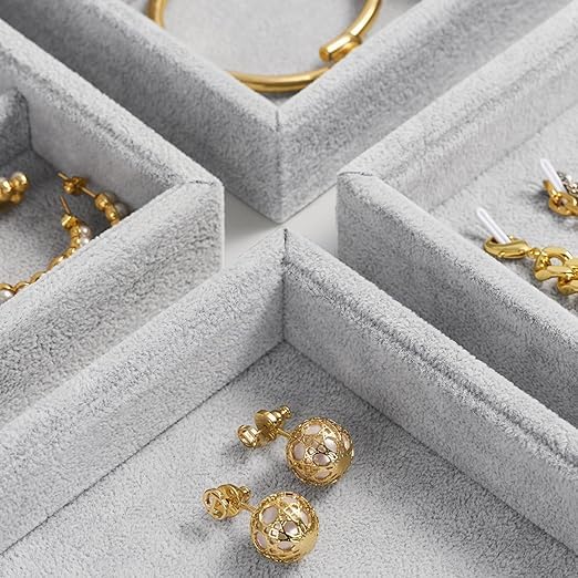 Empty Velvet Jewelry Drawer Organizer Tray 