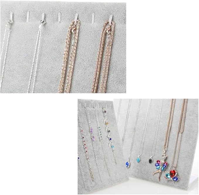  Silver grey Color Velvet Pendant Long Chain Hanger Jewelry Display For Cabinet Jewelry Display Rack