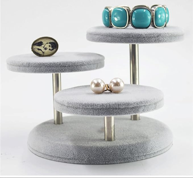 Gray Velvet Jewelry Display Stand