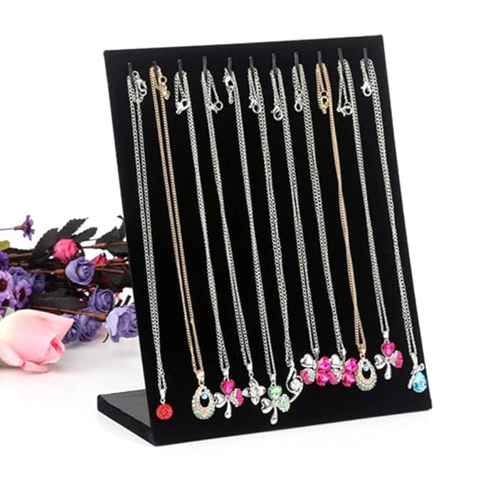 Black Color Velvet Pendant Long Chain display