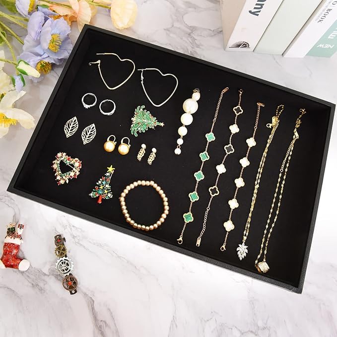 Empty Velvet Jewelry Drawer Organizer Tray 