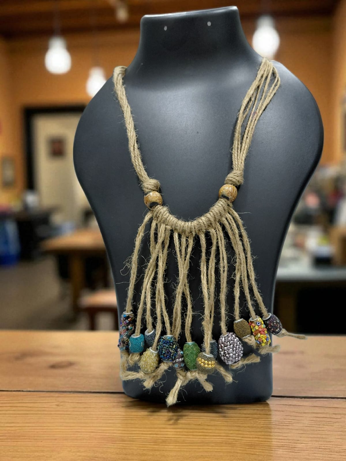 Handmade Hemp and Bead Necklace