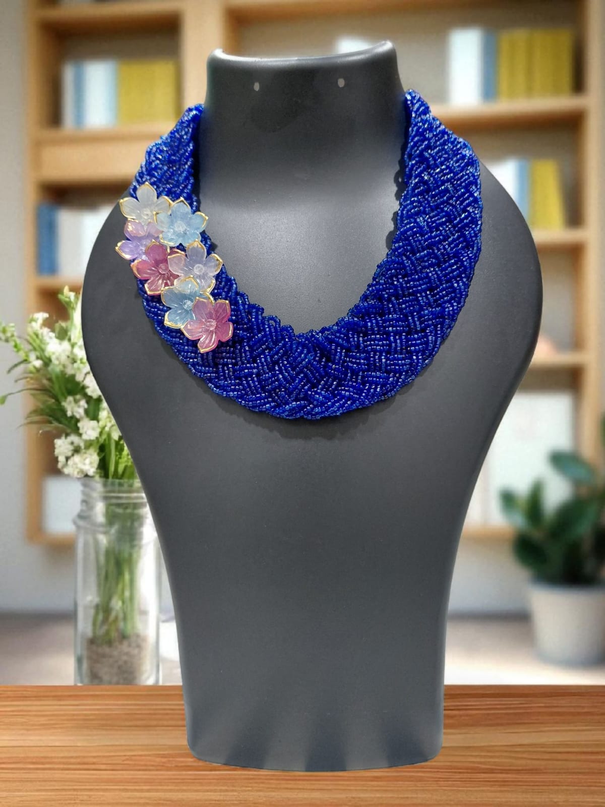 Handmade Blue Beaded Necklace