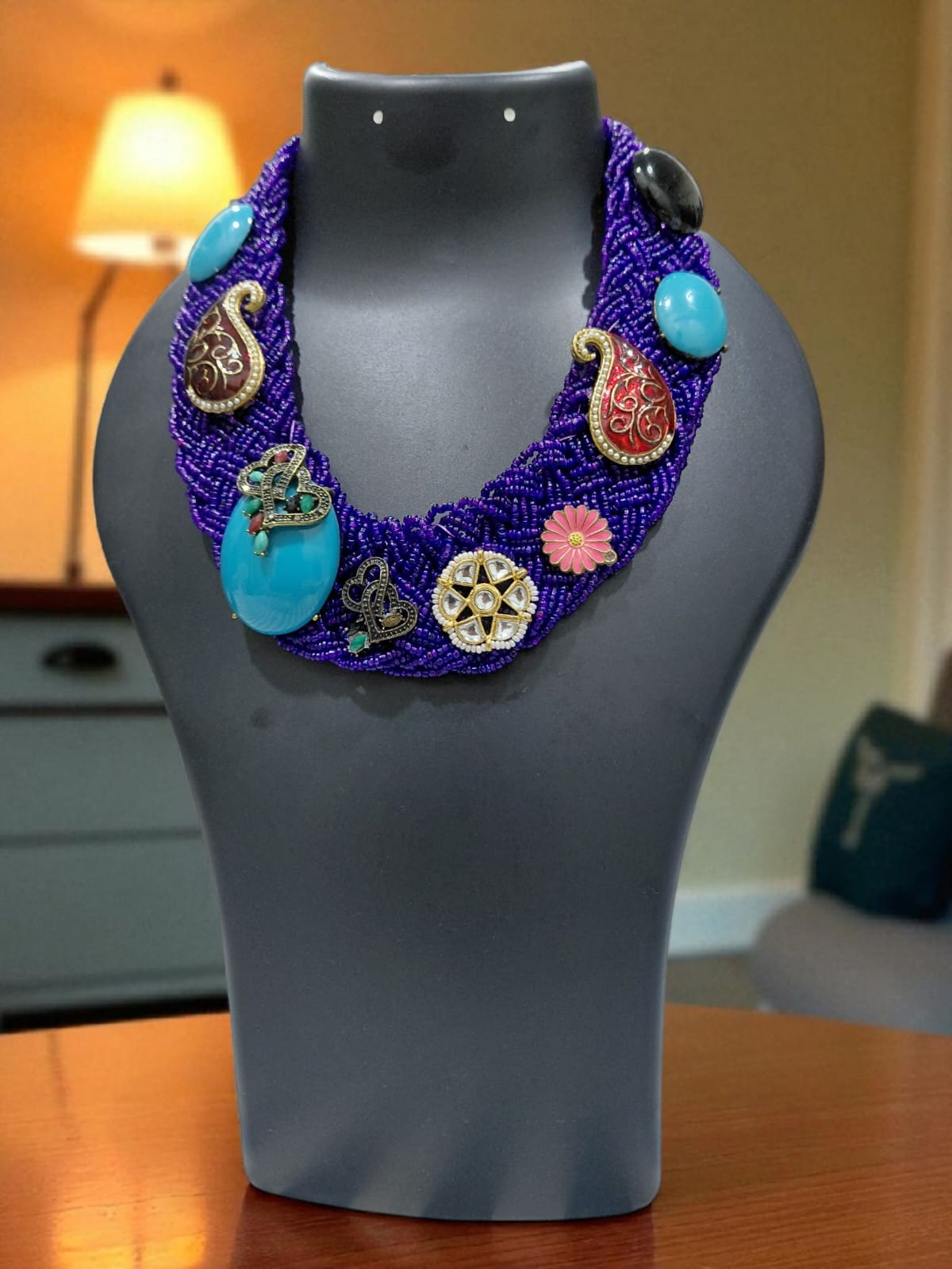 Handcrafted Beaded Statement Necklace