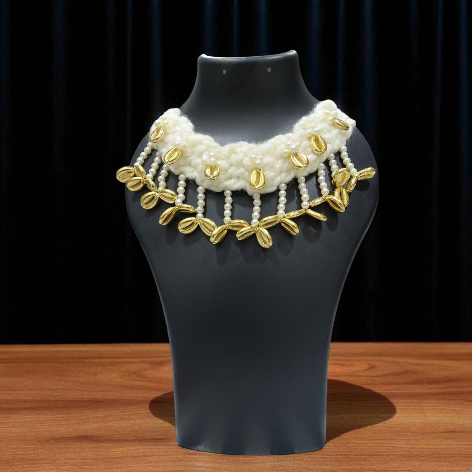 Handcrafted Shell and Pearl Statement Necklace