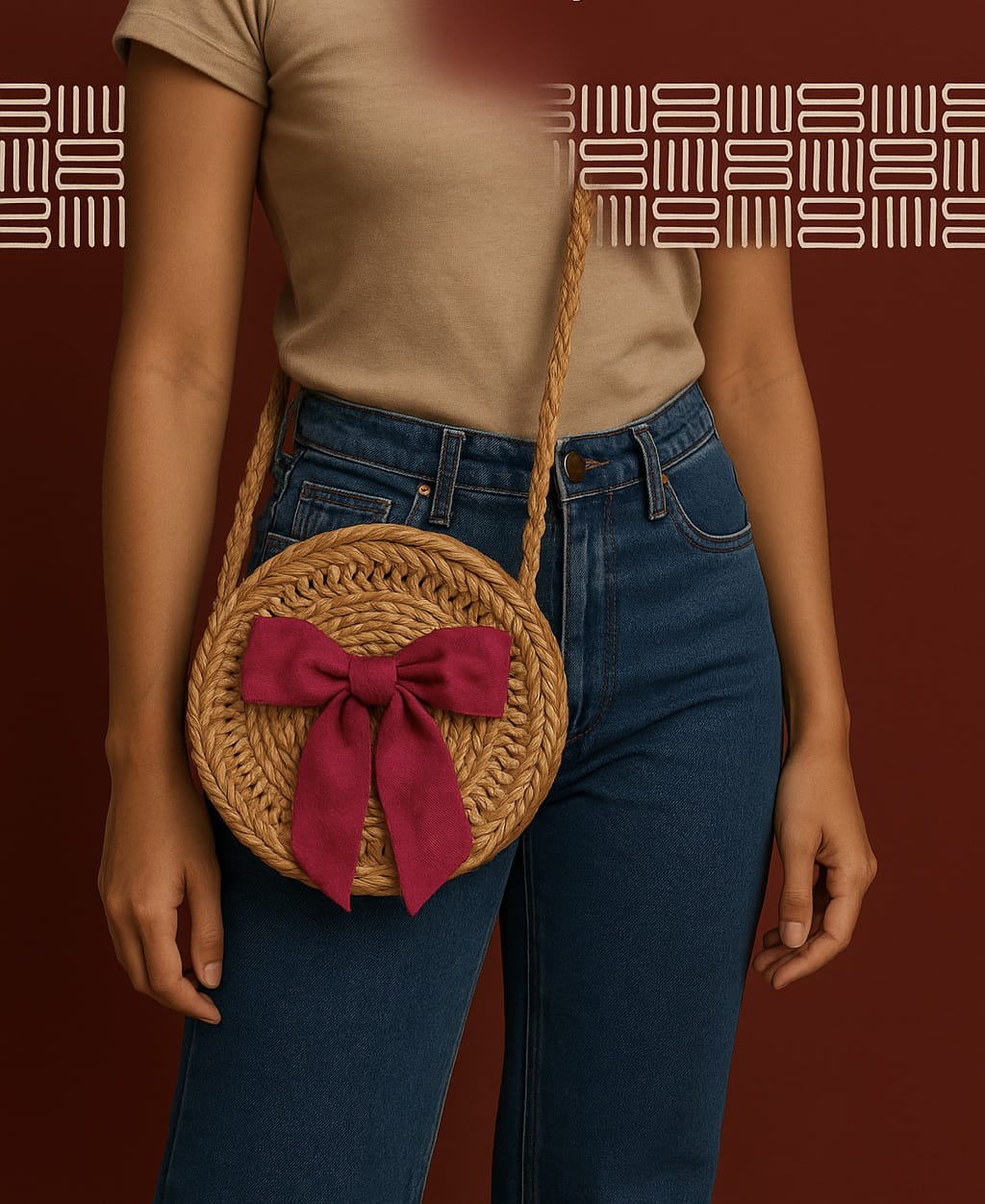 Round Woven Straw Bag