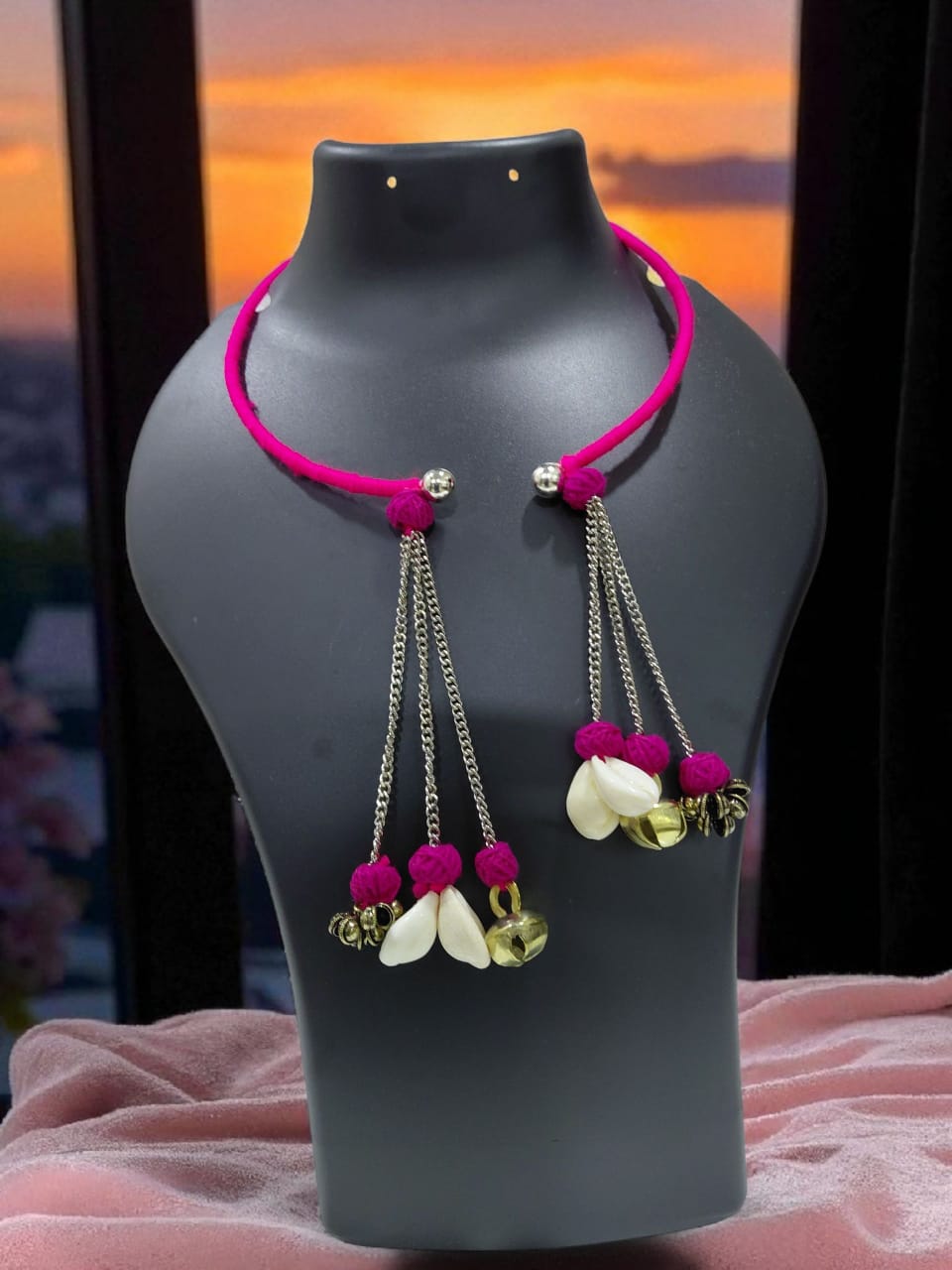 Handmade Pink and Silver Necklace