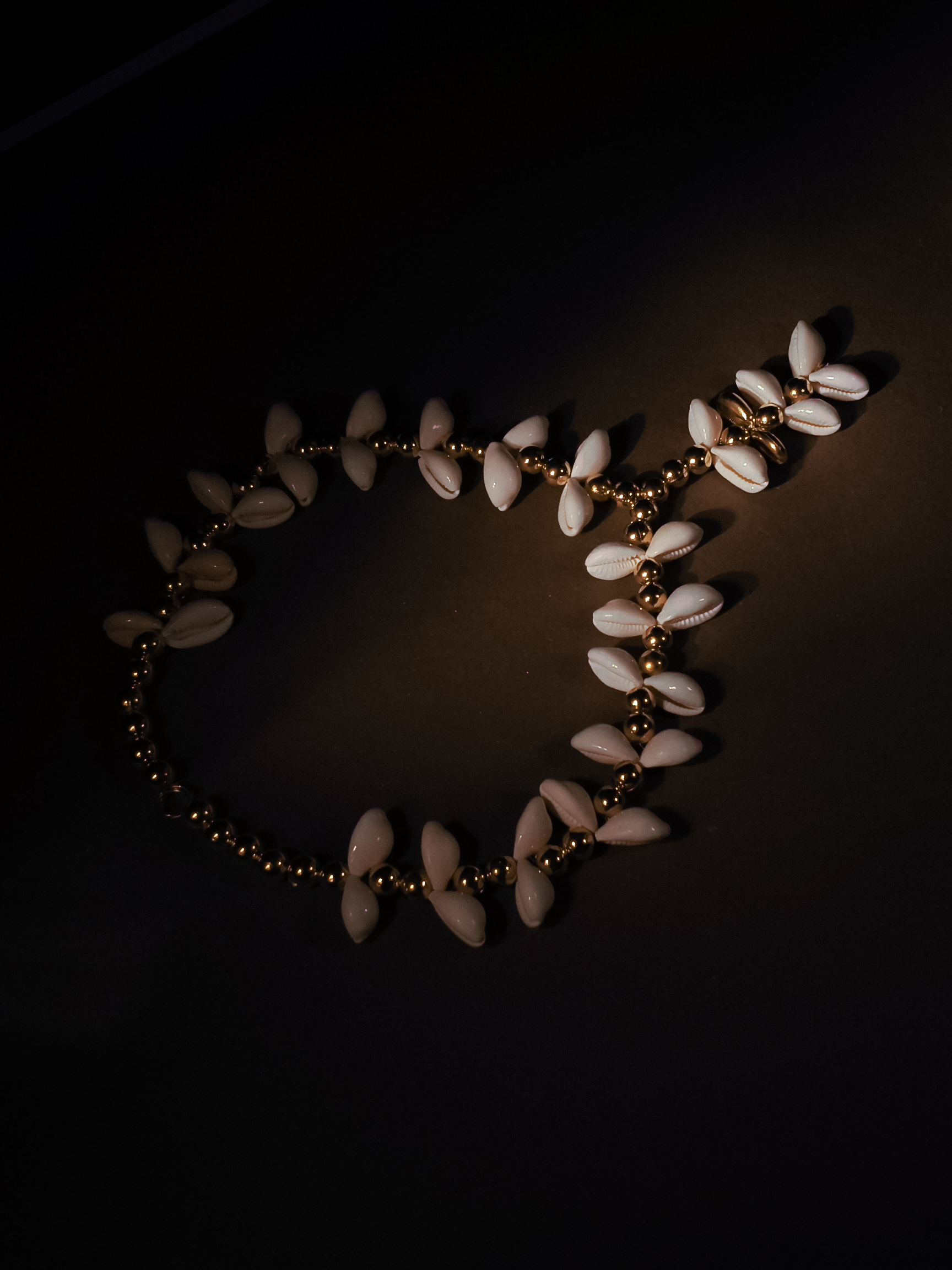 Elegant Gold and White Beaded Necklace