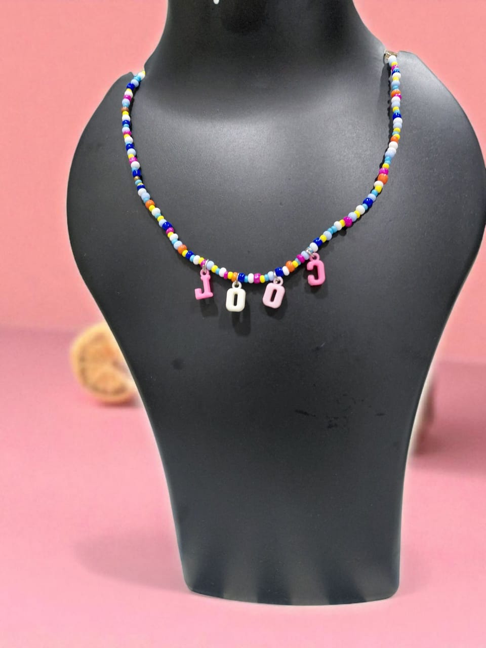 Colorful Beaded Necklace With Letter Charms