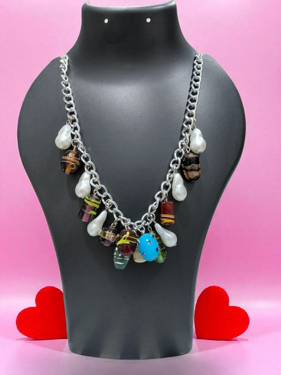 Colorful Beaded Charm Necklace