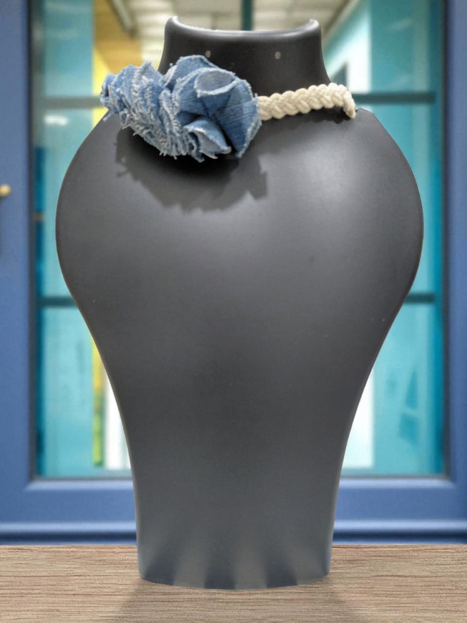 Handcrafted Denim Flower Choker