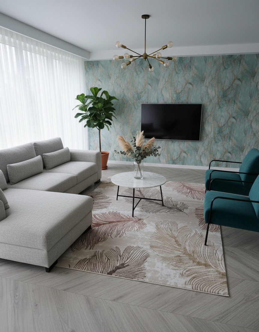 Kilimas "Pastelinės plunksnos"