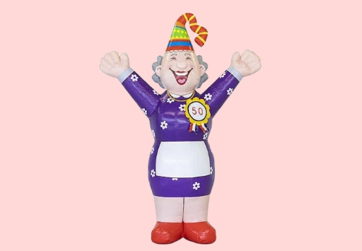 Feestpop vrouw (opblaas pop Sarah)