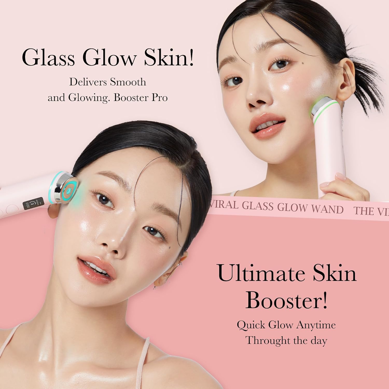 medicube Age-R Booster Pro Pink | 6-in-1 Real Glass Glow Beauty Massager | Glass-Look Skin | Korean Skincare