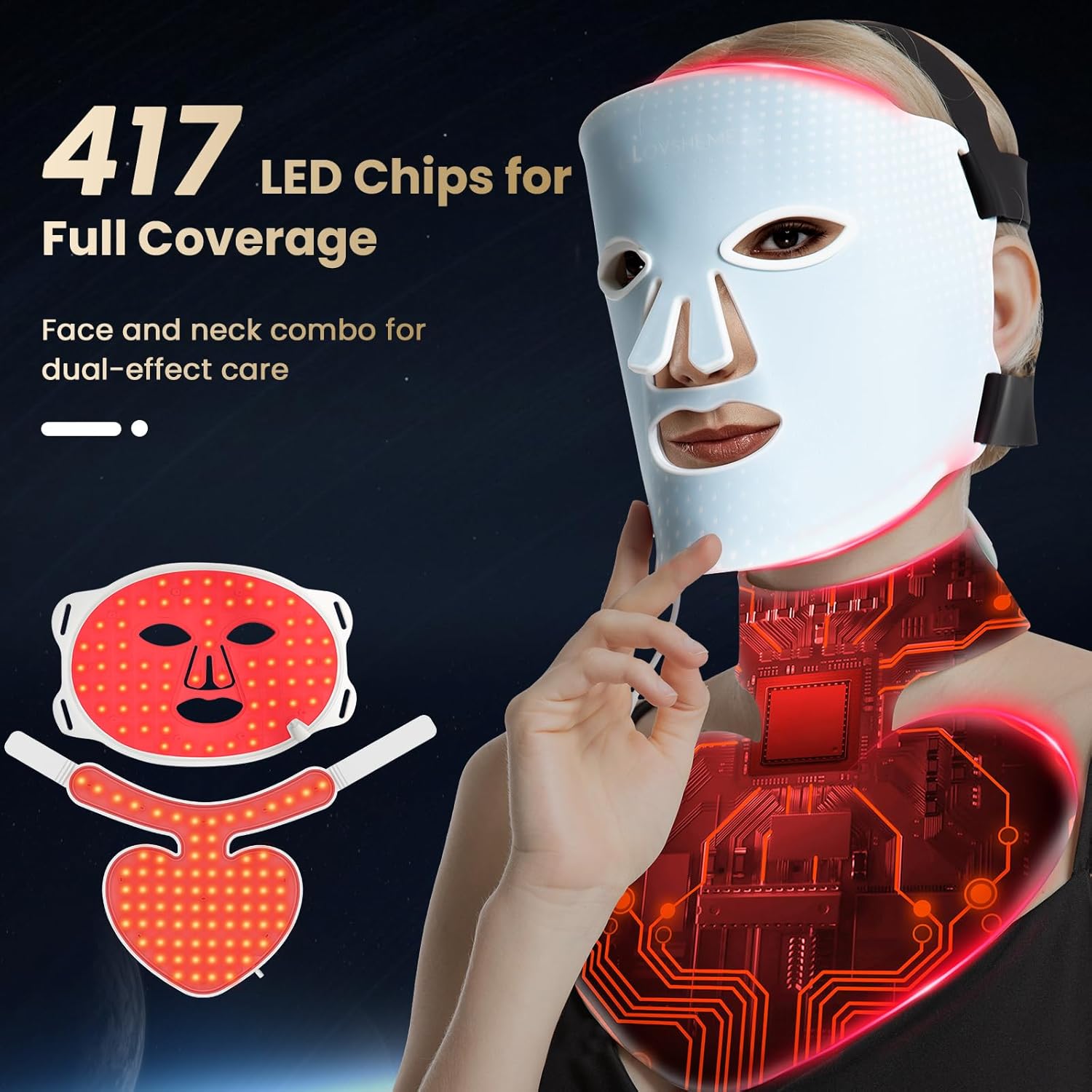 Red Light Therapy for Face and Neck, 4 Colors LED Light Therapy