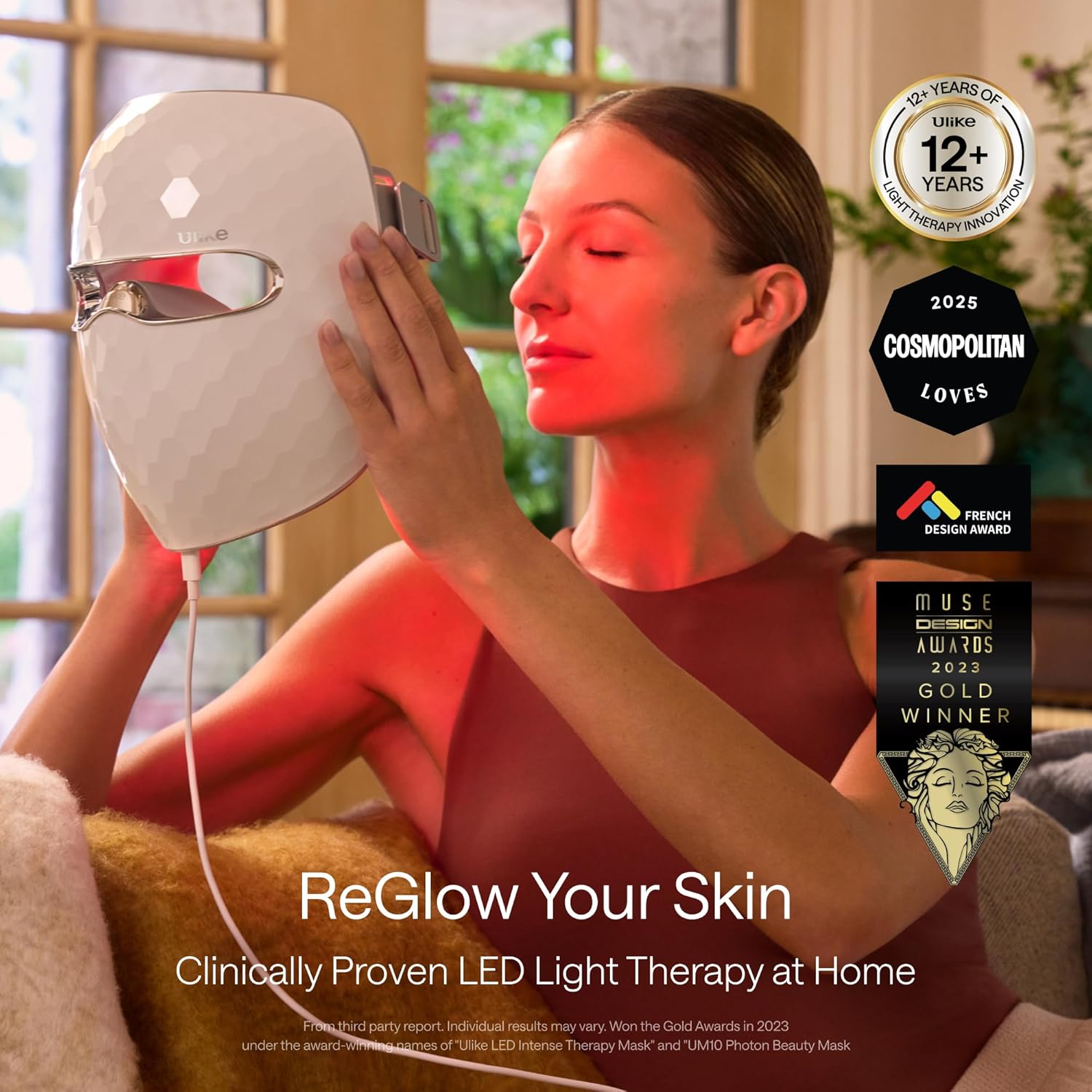 Ulike ReGlow LED Light Therapy Mask, Red Light Therapy for Face