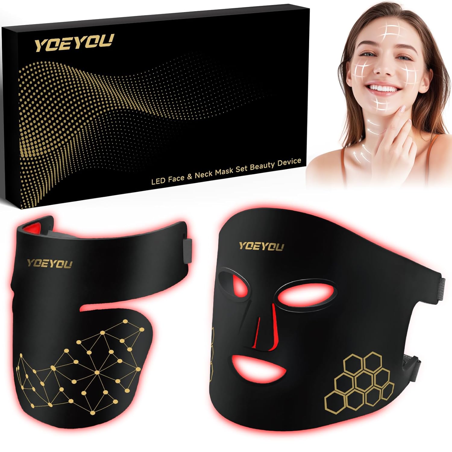 YOEYOU LED Face & Neck Mask Set