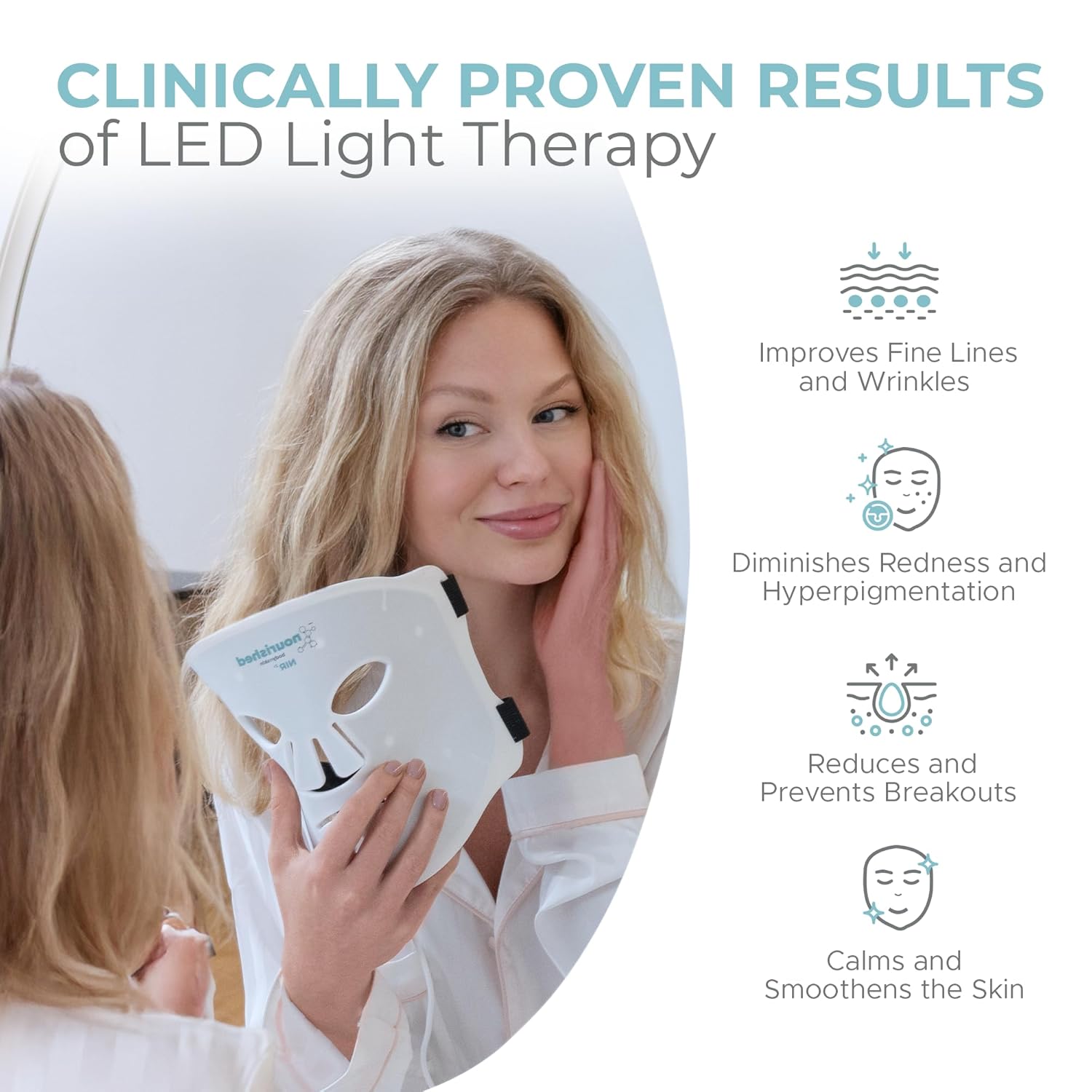 LED Face Mask with Near Infrared Blue Red Light Therapy for Face, 228 LEDs, Skin Care Tool for Wrinkles, Anti-aging