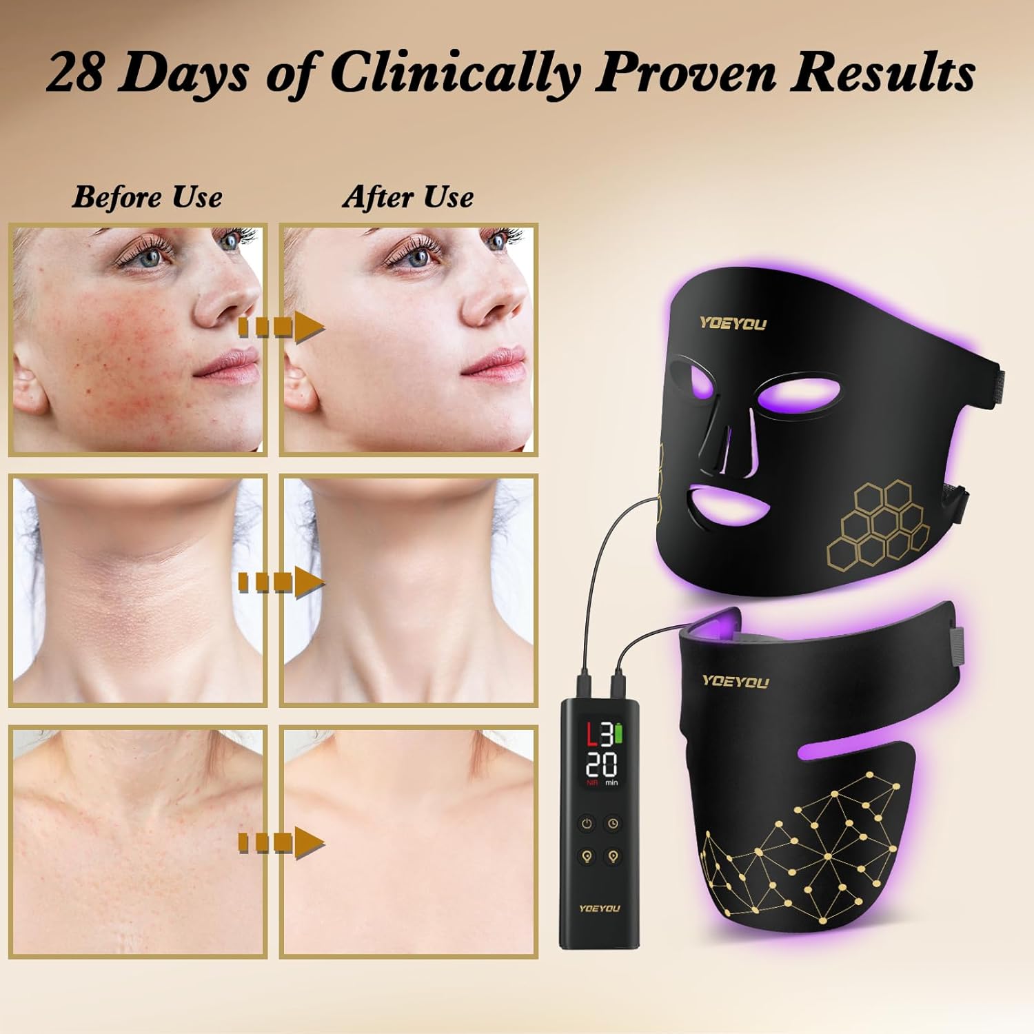 YOEYOU LED Face & Neck Mask Set