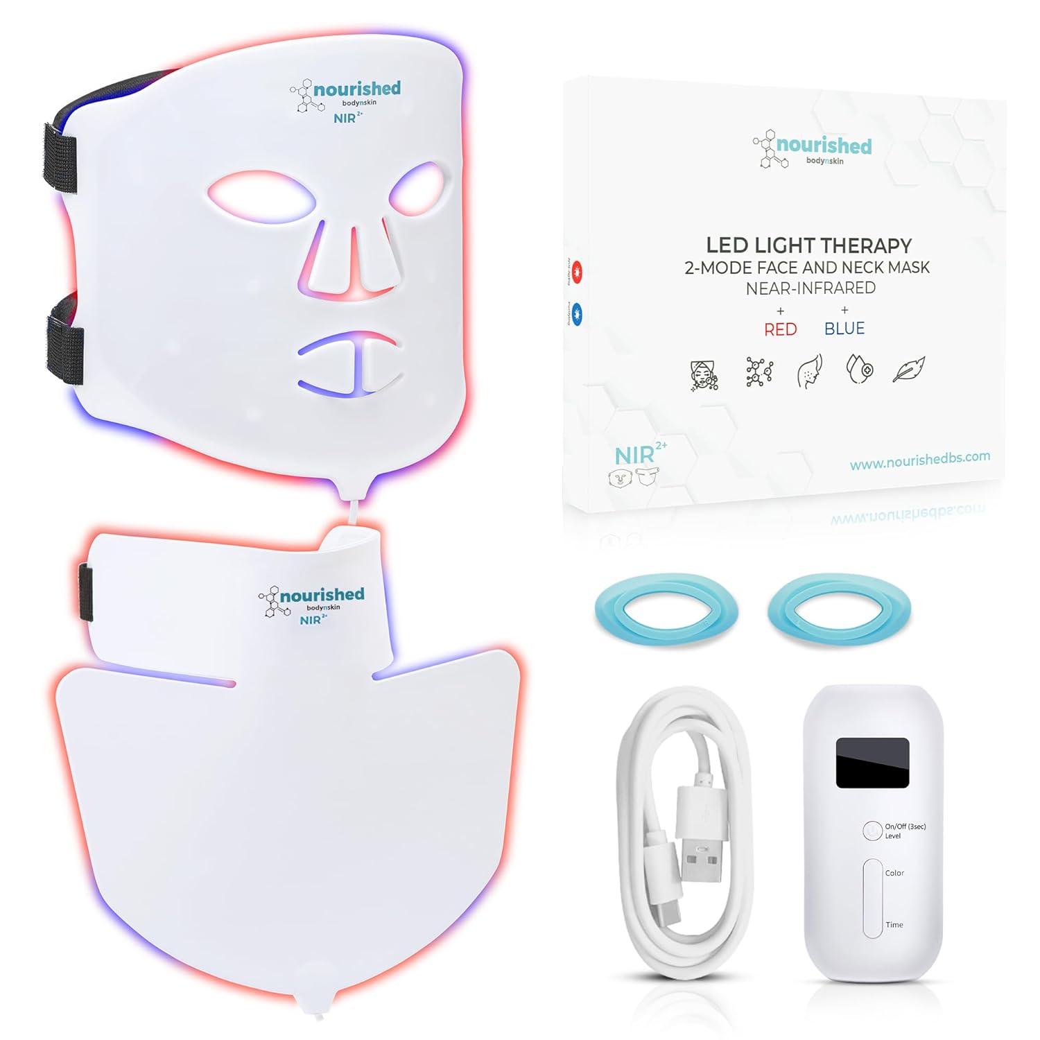 LED Face Mask with Near Infrared Blue Red Light Therapy for Face, 228 LEDs, Skin Care Tool for Wrinkles, Anti-aging