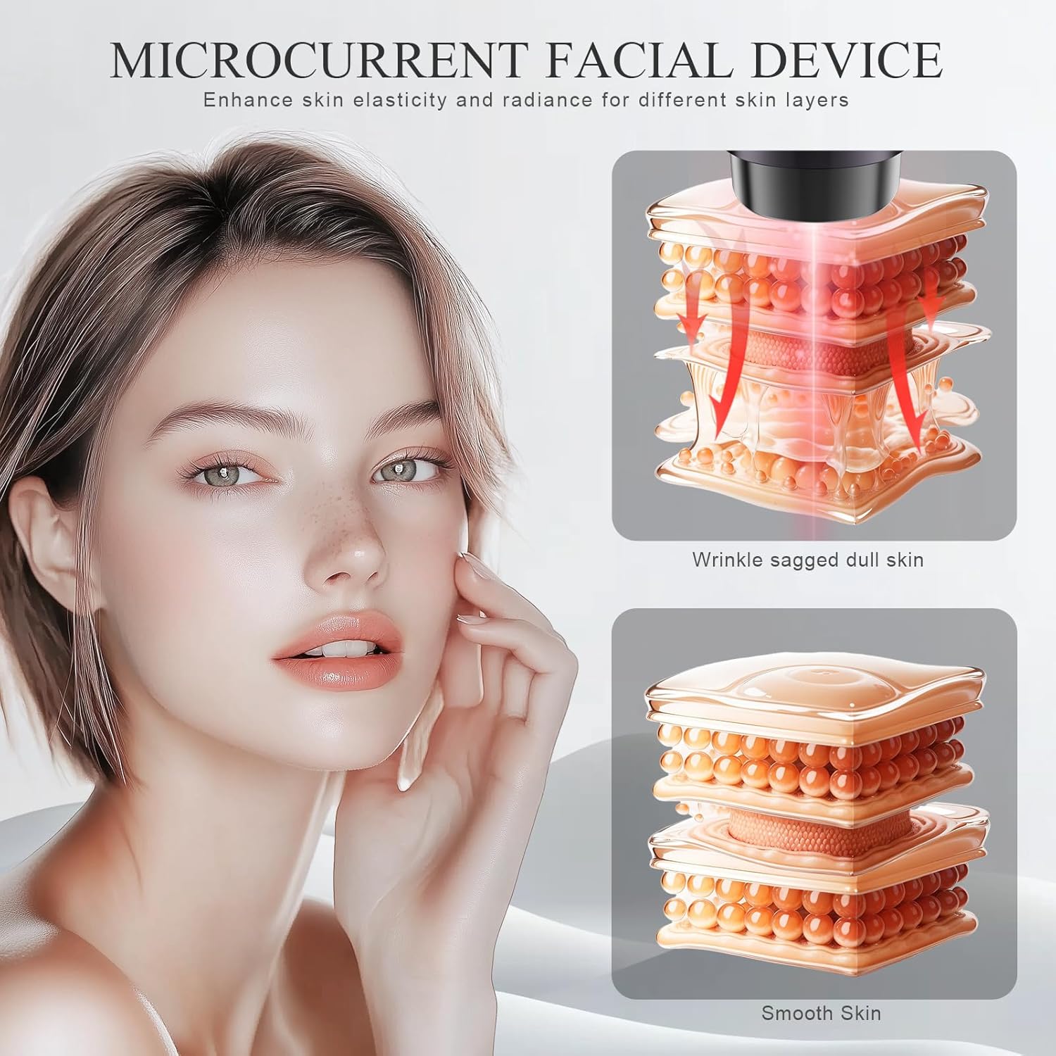 BNU Microcurrent Facial Device, 3 in 1 Light Therapy Beauty Massager for Wrinkles, Lifting, Firming, Reducing Puffiness and Promotes Absorption, Skin Care Machine
