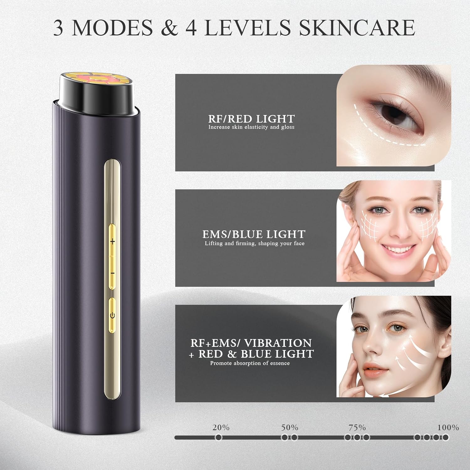 BNU Microcurrent Facial Device, 3 in 1 Light Therapy Beauty Massager for Wrinkles, Lifting, Firming, Reducing Puffiness and Promotes Absorption, Skin Care Machine