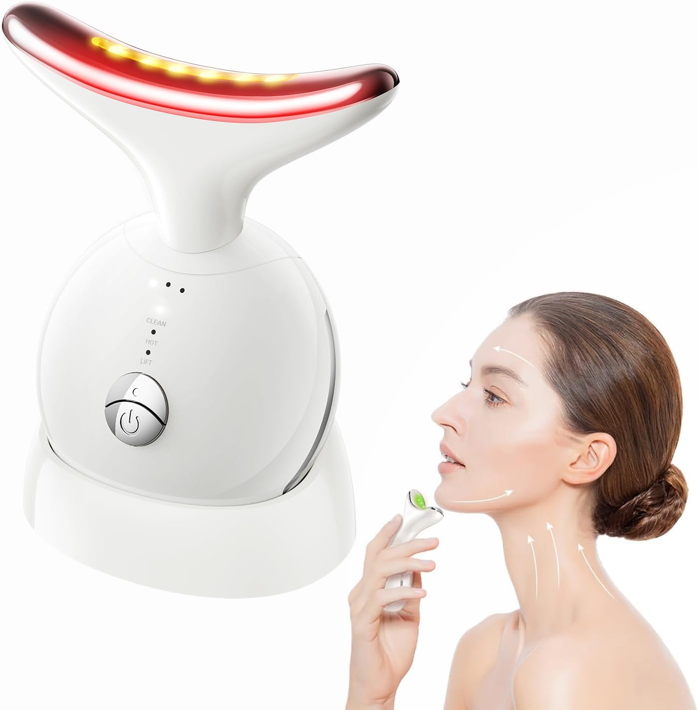 7 in 1 Facial Massager Tool, Red Light Therapy for Face and Neck .LED Neck and Face Massager